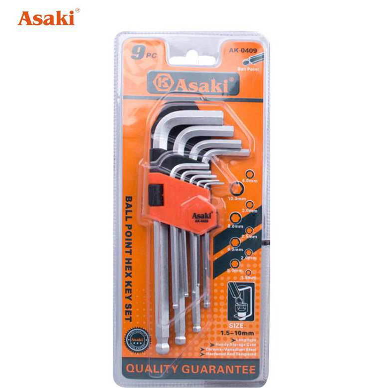 Bộ lục giác bi xi mờ 1.5 - 10mm Asaki AK-0409
