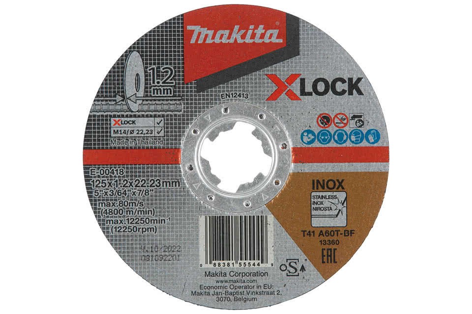 Đá cắt mỏng cho Inox (X-Lock/125x1.2x22.23mm/A60T) Makita E-00418