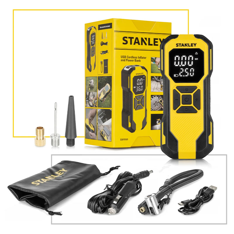 Máy bơm hơi dùng pin Stanley SXIF0101 (Tích hợp đèn Led & sạc dự phòng)