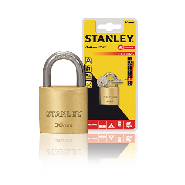 Ổ Khóa  đồng thau, càng tiêu chuẩn, rộng 30mm Hiệu Stanley USA S742-030