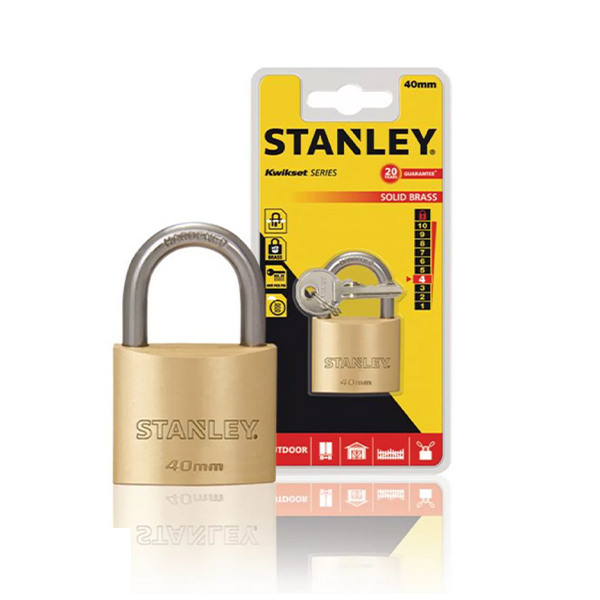 Ổ Khóa đồng thau, càng tiêu chuẩn, rộng 40mm Hiệu Stanley USA S742-031