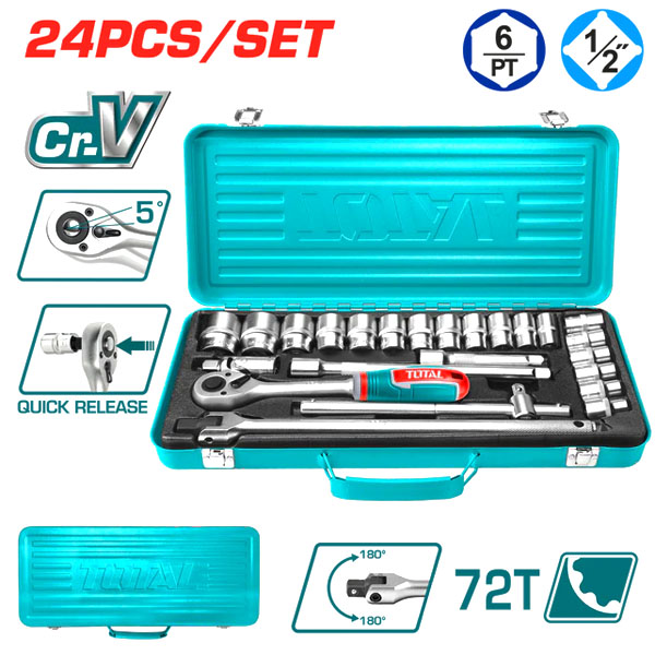 1/2" Bộ tuýp 24 chi tiết 10-32mm Total THT121242
