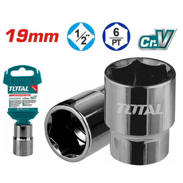 19mm Đầu tuýp 6 góc 1/2" Total THTST12191