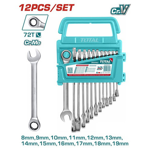 8-19mm Bộ cờ lê vòng miệng tự động 12 chi tiết Total THT102RK0126
