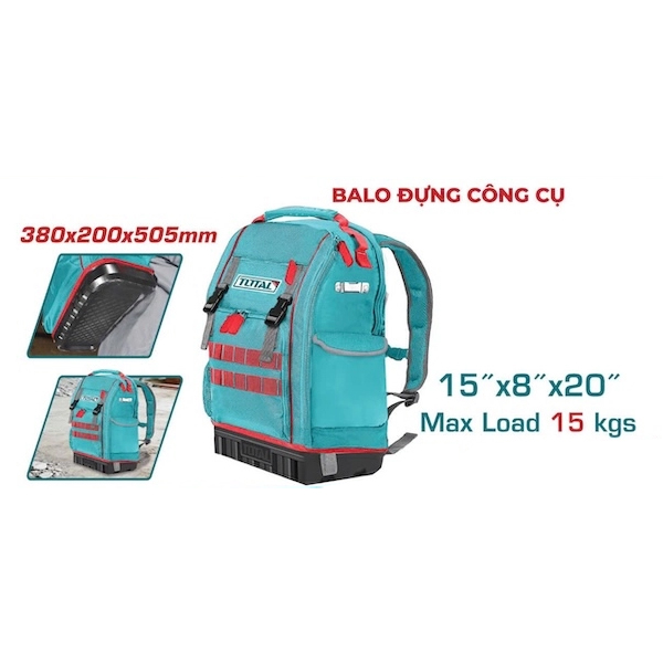 Balo đựng dụng cụ 38x20x50.5cm Total THBP04025