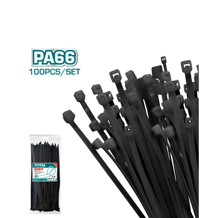 Bộ 100 dây rút nhựa đen Total THTCTB25048  250x4.8mm