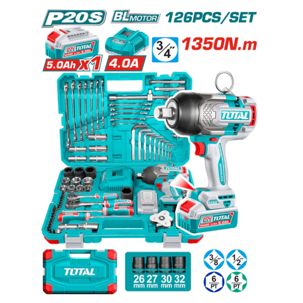 Bộ 126 máy siết bu lông TOP600 SUPER TOTAL THKTHP31262