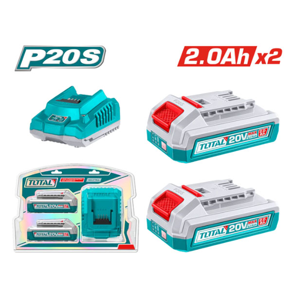 Bộ 2 Pin 2.0Ah và 1 Sạc Total TFBCPK2212