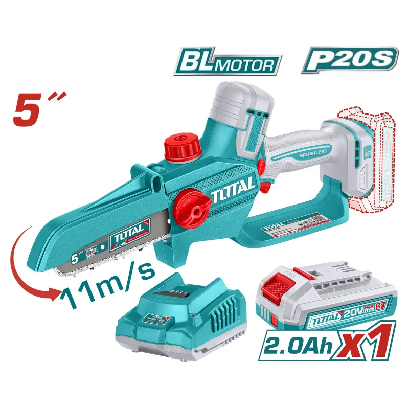 Bộ máy cưa xích 5" dùng pin 20V Total TGSLI20561 (1 Pin 2.0Ah, 1 Sạc)