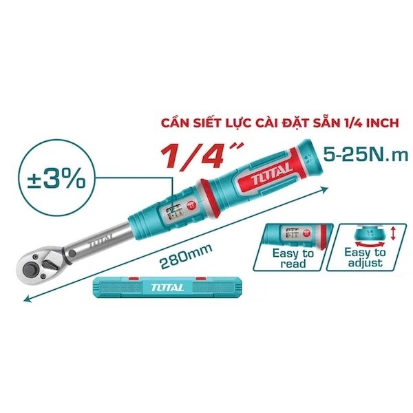 Cần siết lực có màn hình 5-25 N.m Total THPTW1425N8 (1/4")