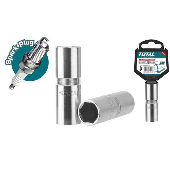 Đầu tuýp lục giác mở bugi xe máy 1/2" Total THSPS12166 16mm