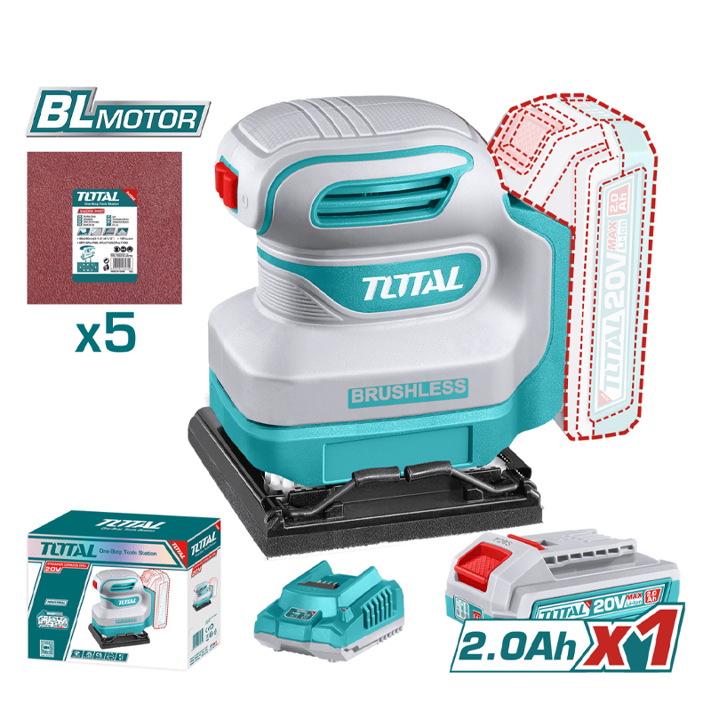 Máy chà nhám vuông dùng pin 20V Total TSHSLI20241 (1 Pin 2.0Ah, 1 Sạc)