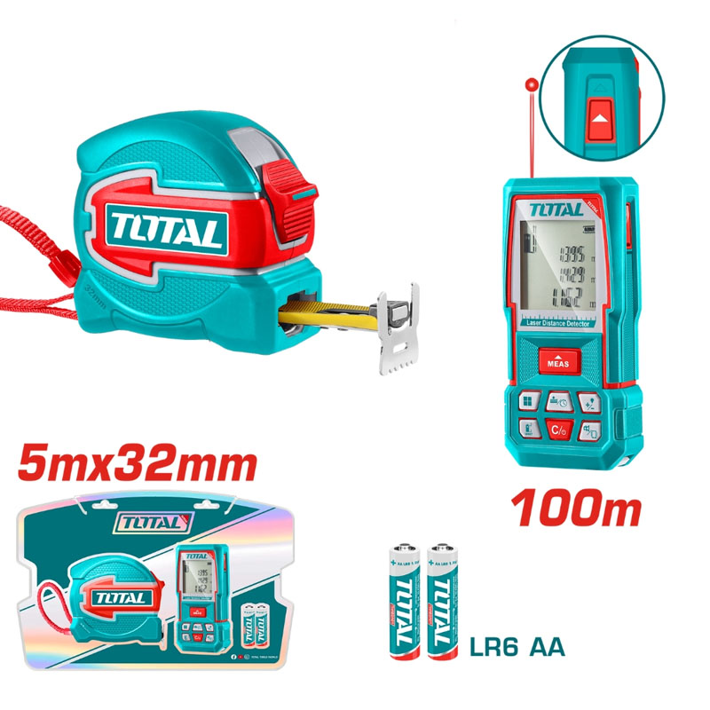 Máy đo khoảng cách và thước cuộn thép 5m Total TOS250902