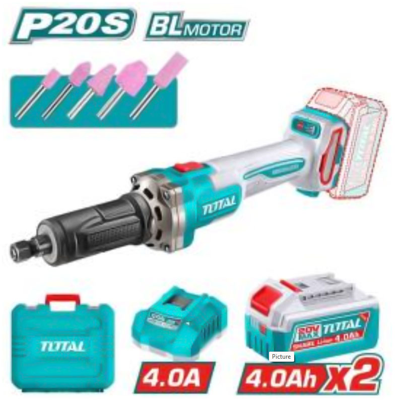 Máy mài khuôn dùng pin 20V Total TDGLI20012 (2 Pin 4.0Ah, 1 Sạc)