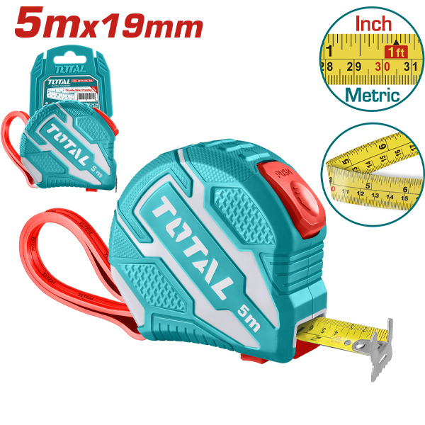 Thước cuộn thép nền vàng Total TMT126251 (5mx19mm)